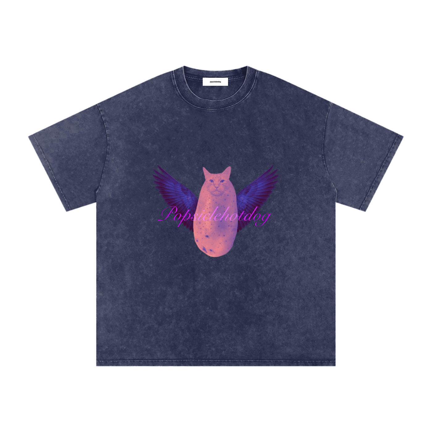 PotatoCat Wings Purple Oversized Cotton T-Shirt