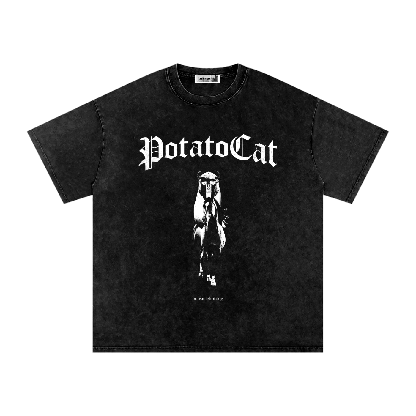 PotatoCat War Snow Washed Oversized Cotton T-Shirt