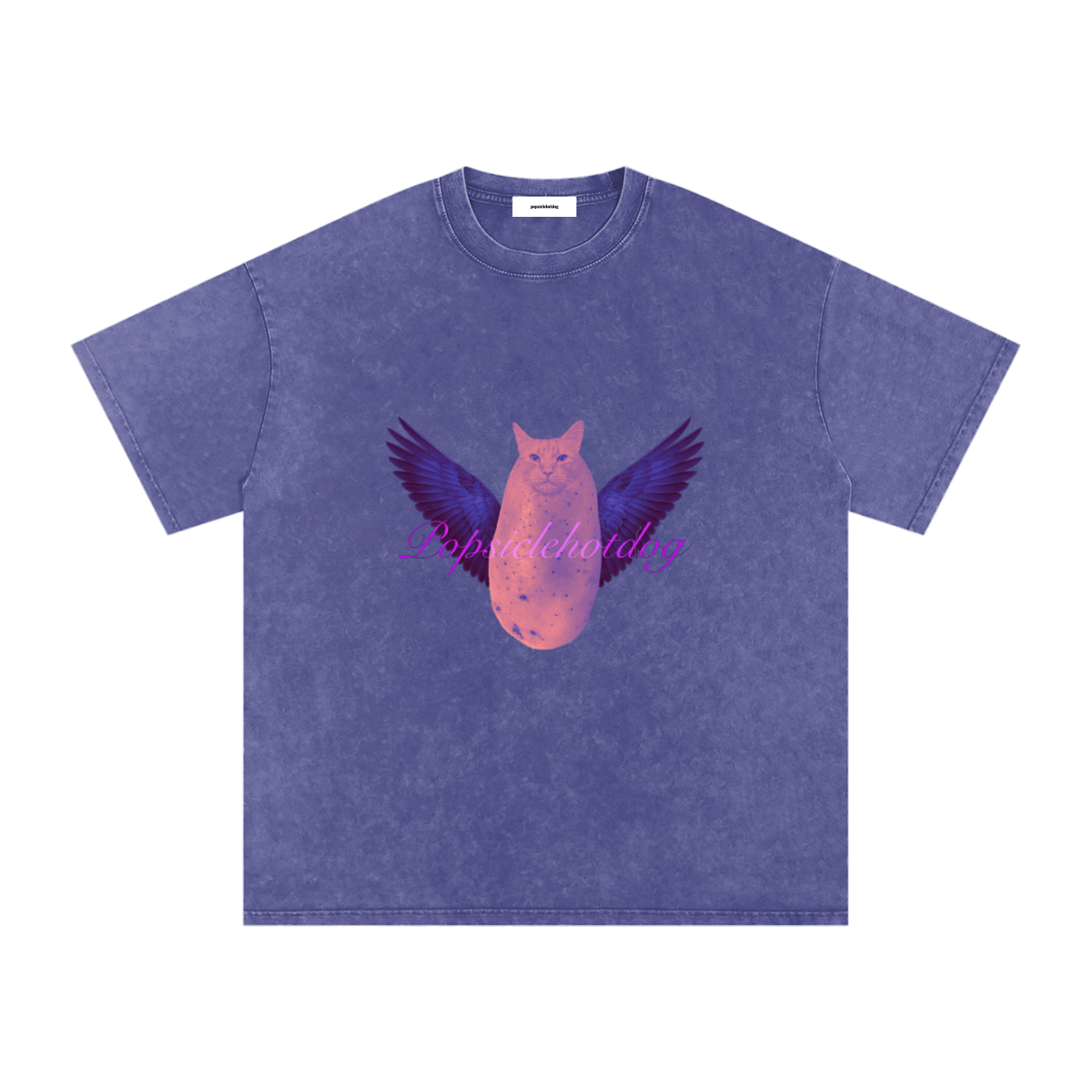PotatoCat Wings Purple Oversized Cotton T-Shirt