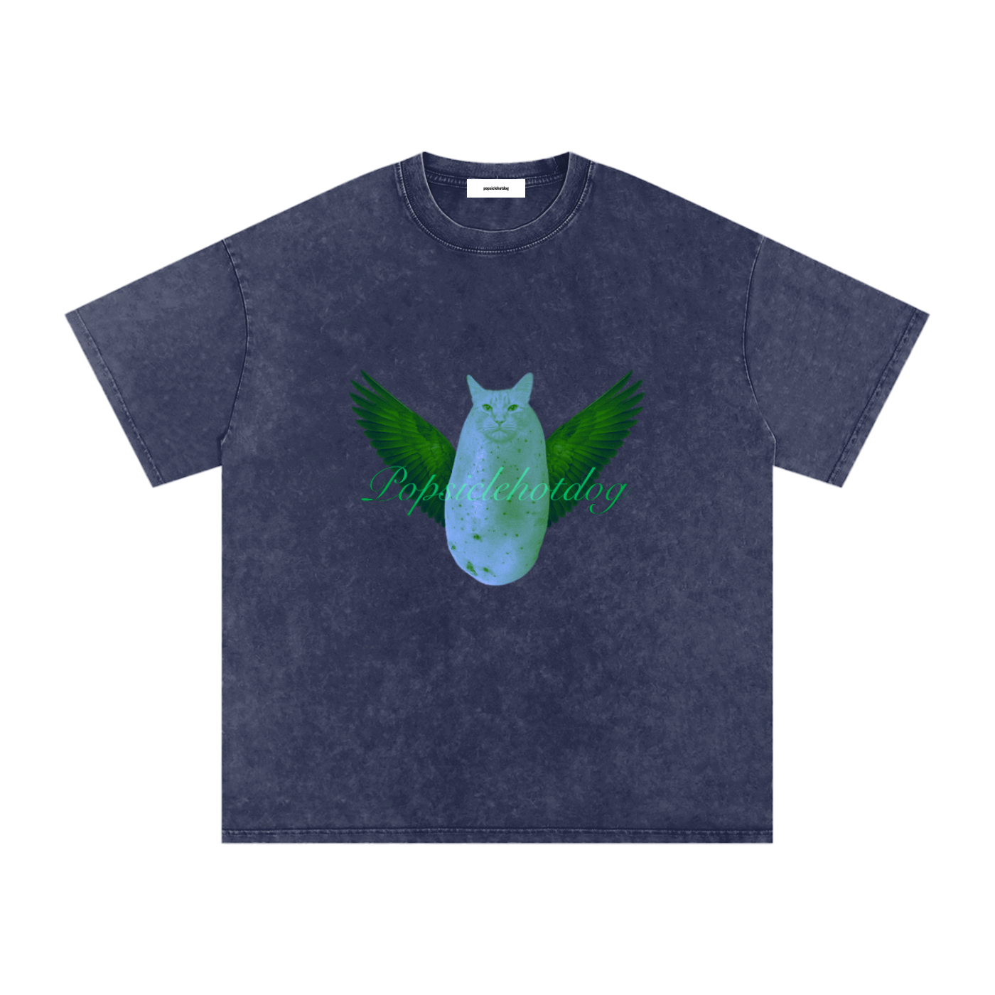 PotatoCat Wings Green Oversized Cotton T-Shirt